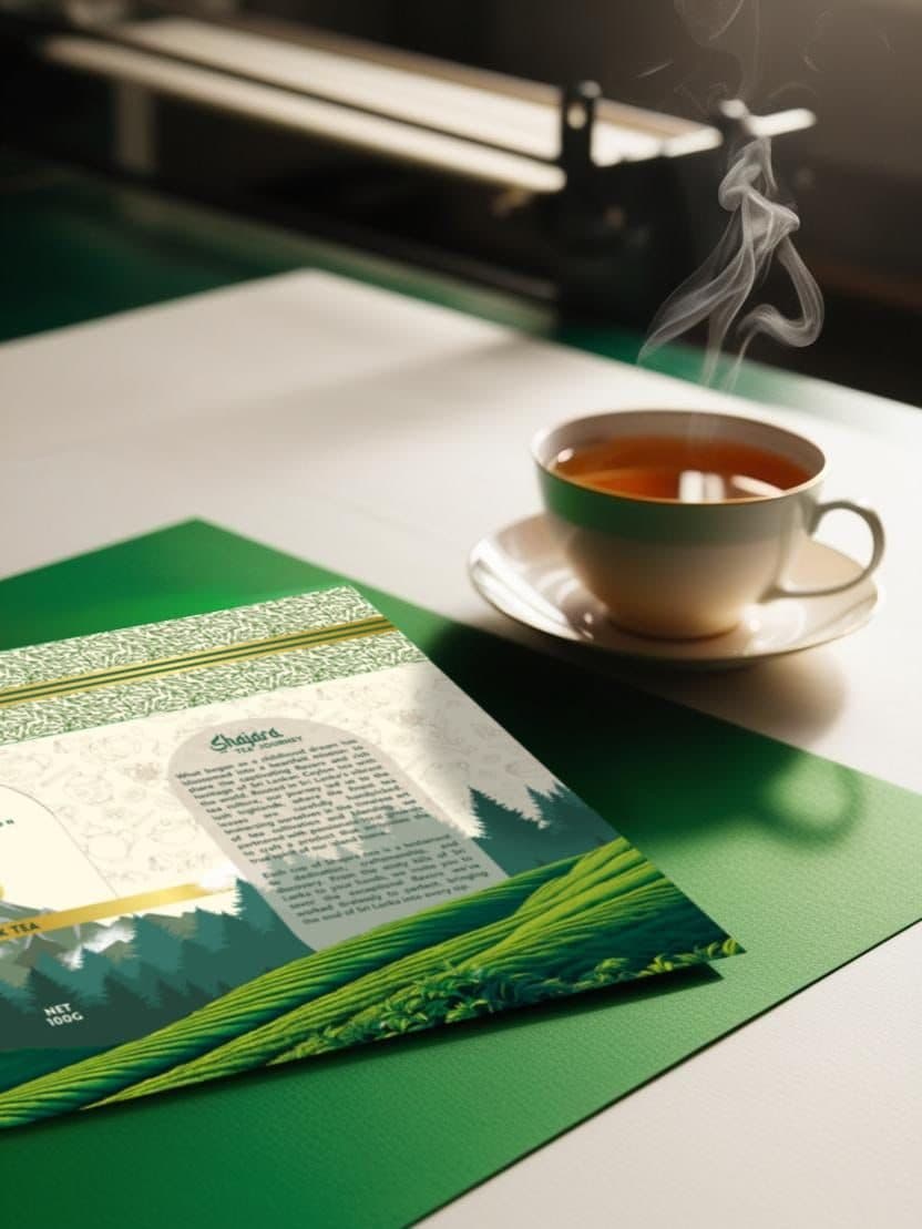 Post: the Shajara label beside a cup of tea