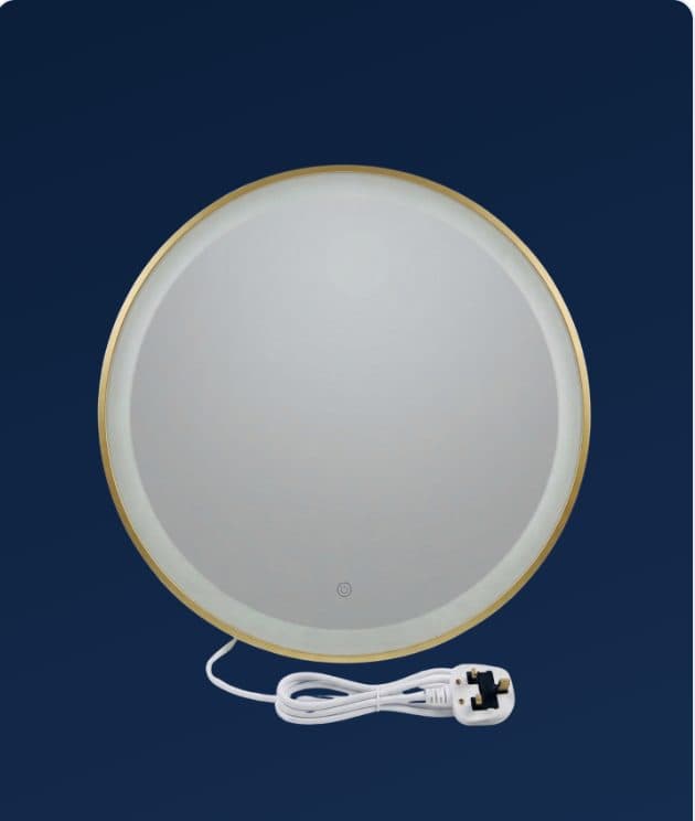 A Framed Splendor mirror on the store's navy product tile