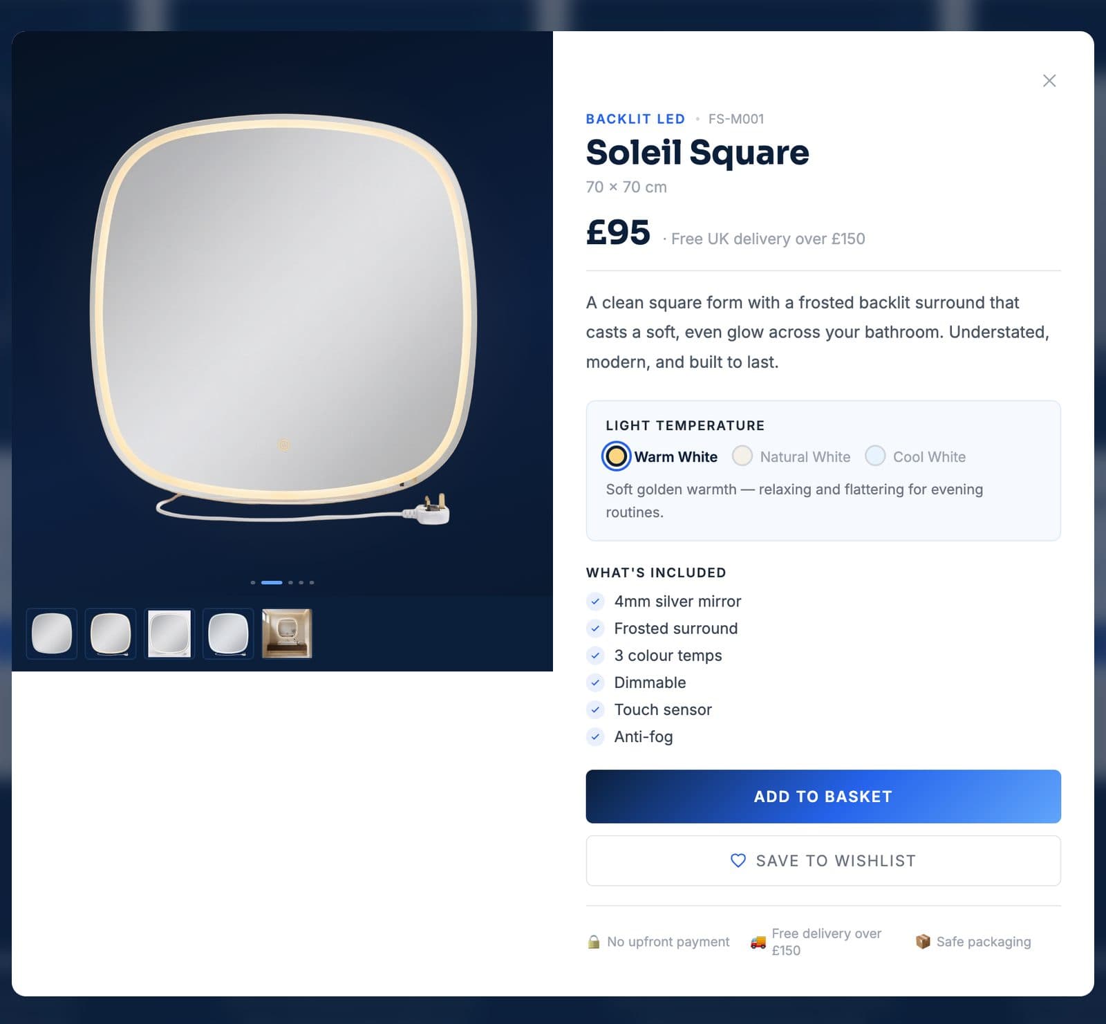 Framed Splendor website — Product view