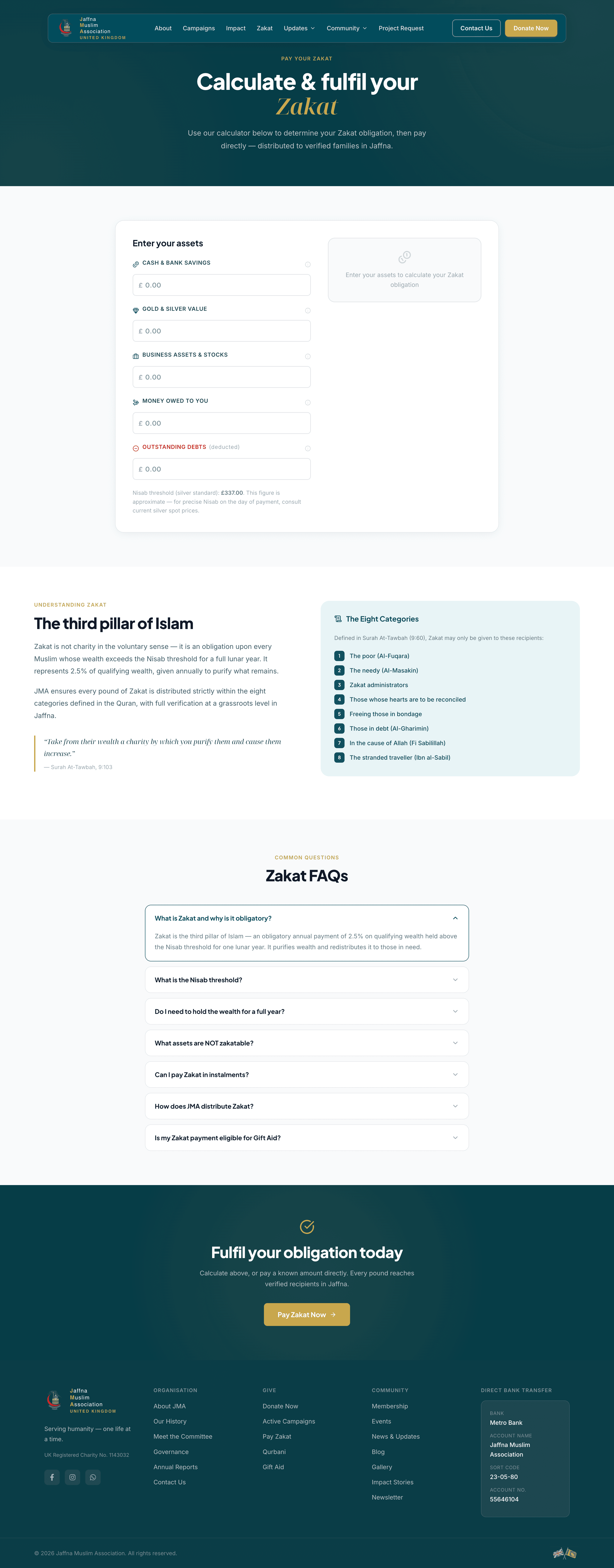 JMA UK — Zakat